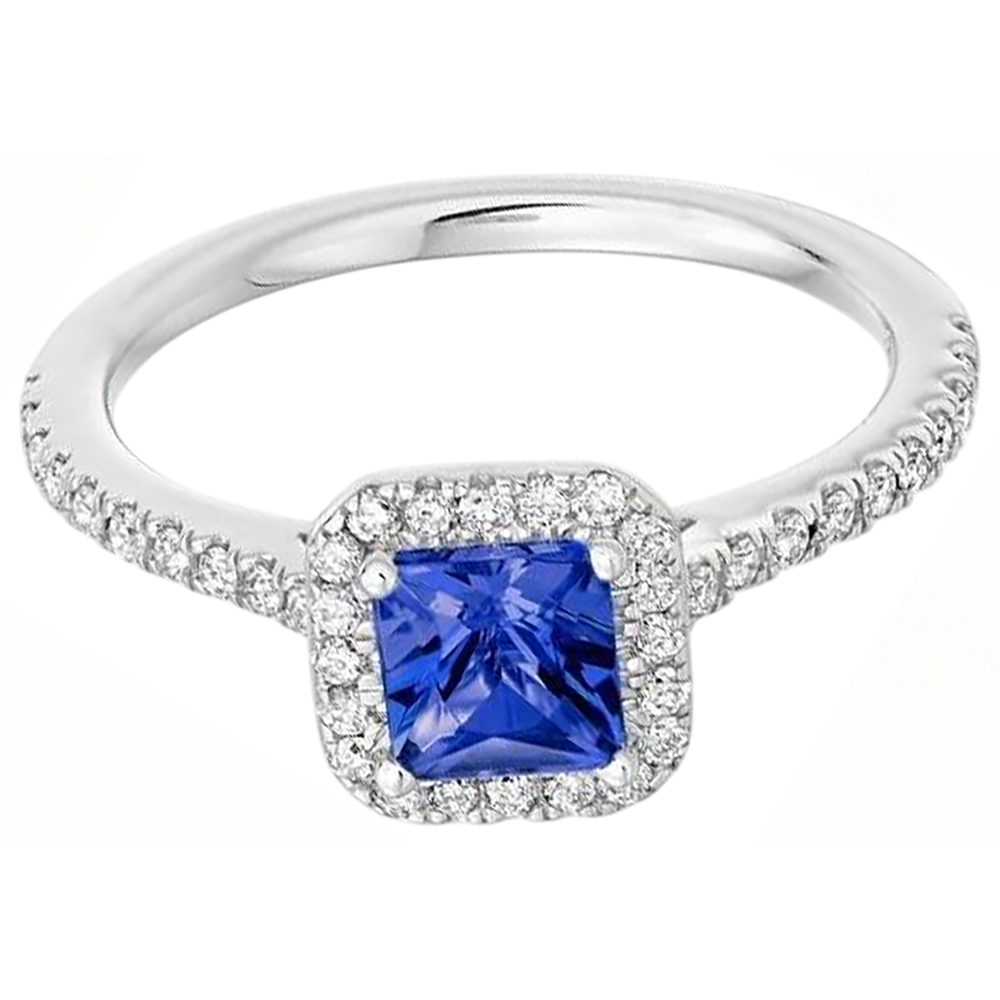 Anello in oro bianco 14K con tanzanite da 5.30 carati con diamanti