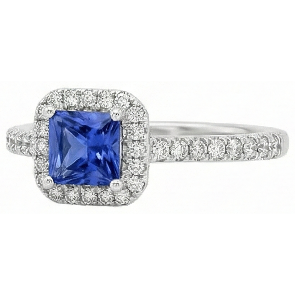 Anello in oro bianco 14K con tanzanite da 5.30 carati con diamanti