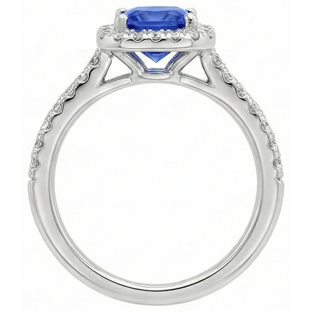 Anello in oro bianco 14K con tanzanite da 5.30 carati con diamanti