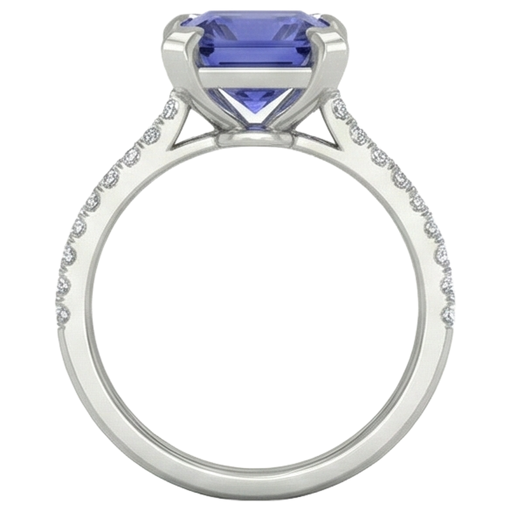 Anello in oro bianco 14K . con tanzanite e diamanti 3.80 carati