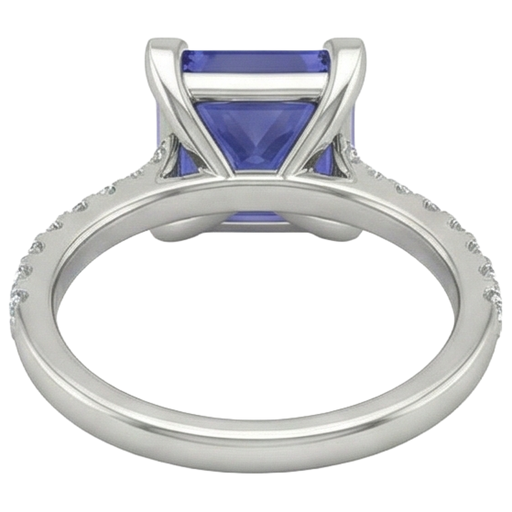 Anello in oro bianco 14K . con tanzanite e diamanti 3.80 carati