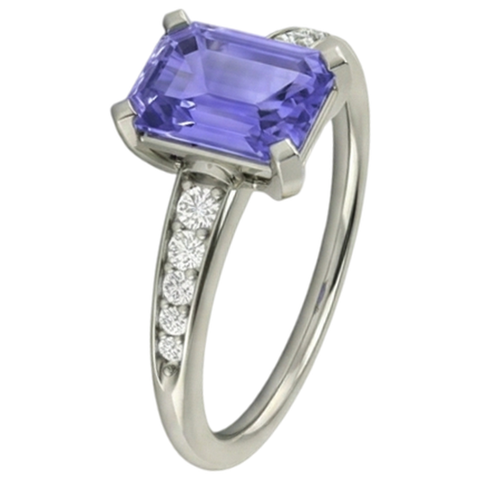 vero round tanzanite 3.85carati anello angolo laterale