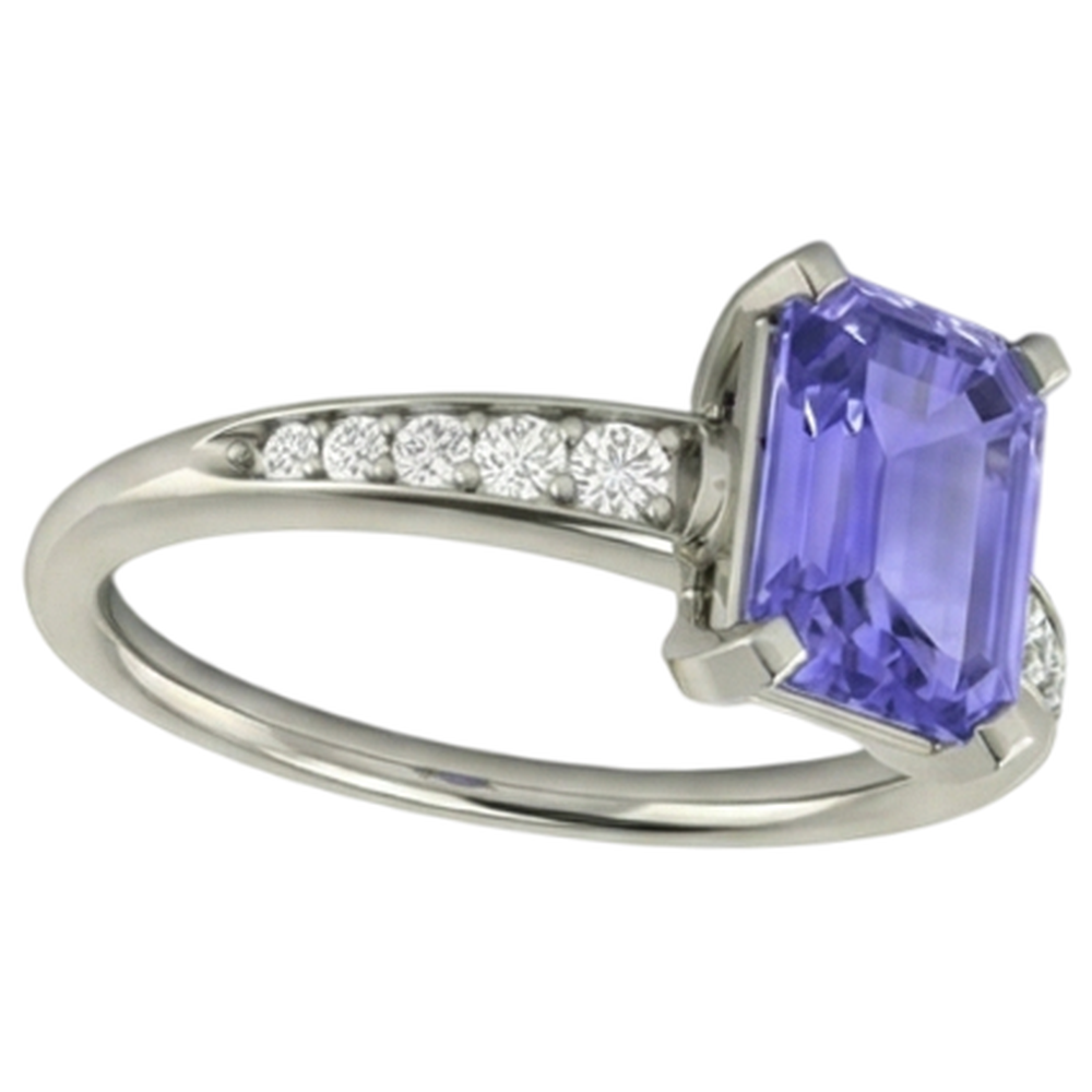 vero round tanzanite 3.85carati anello vista dall'alto