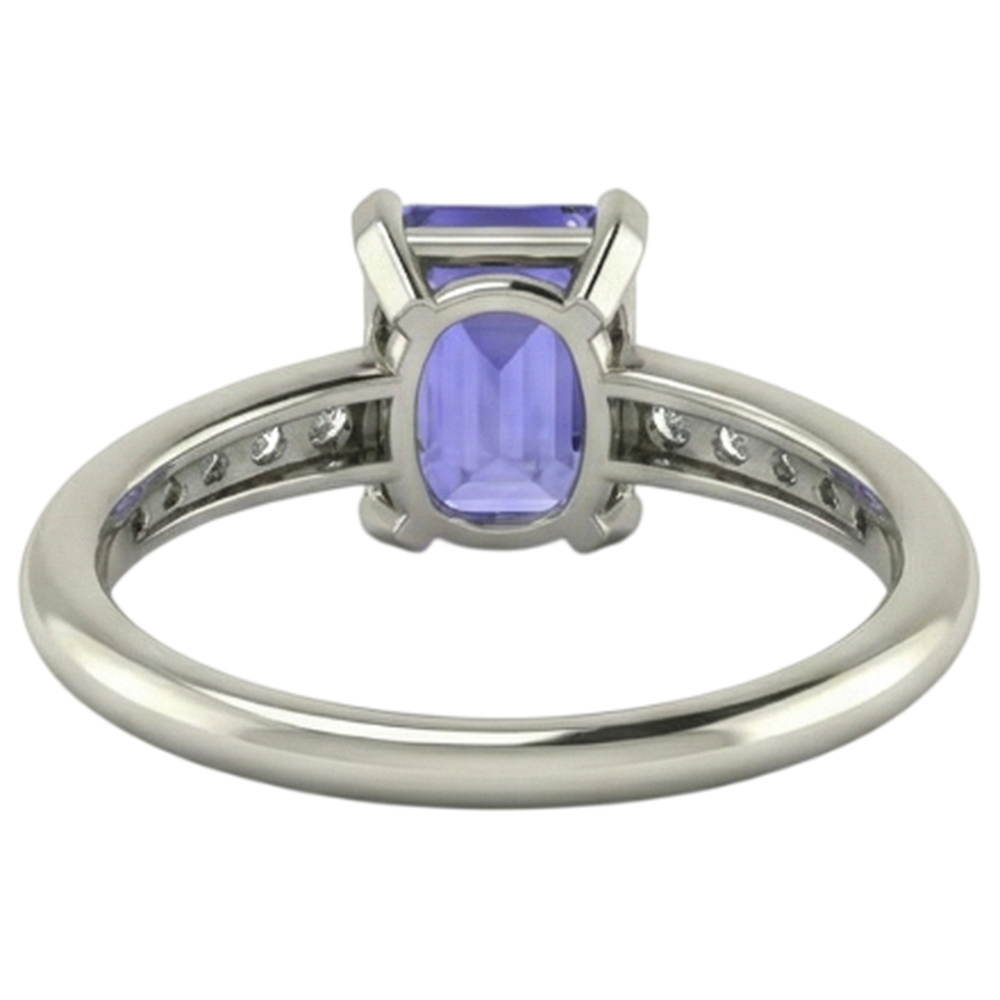vero round tanzanite 3.85carati anello su bianco