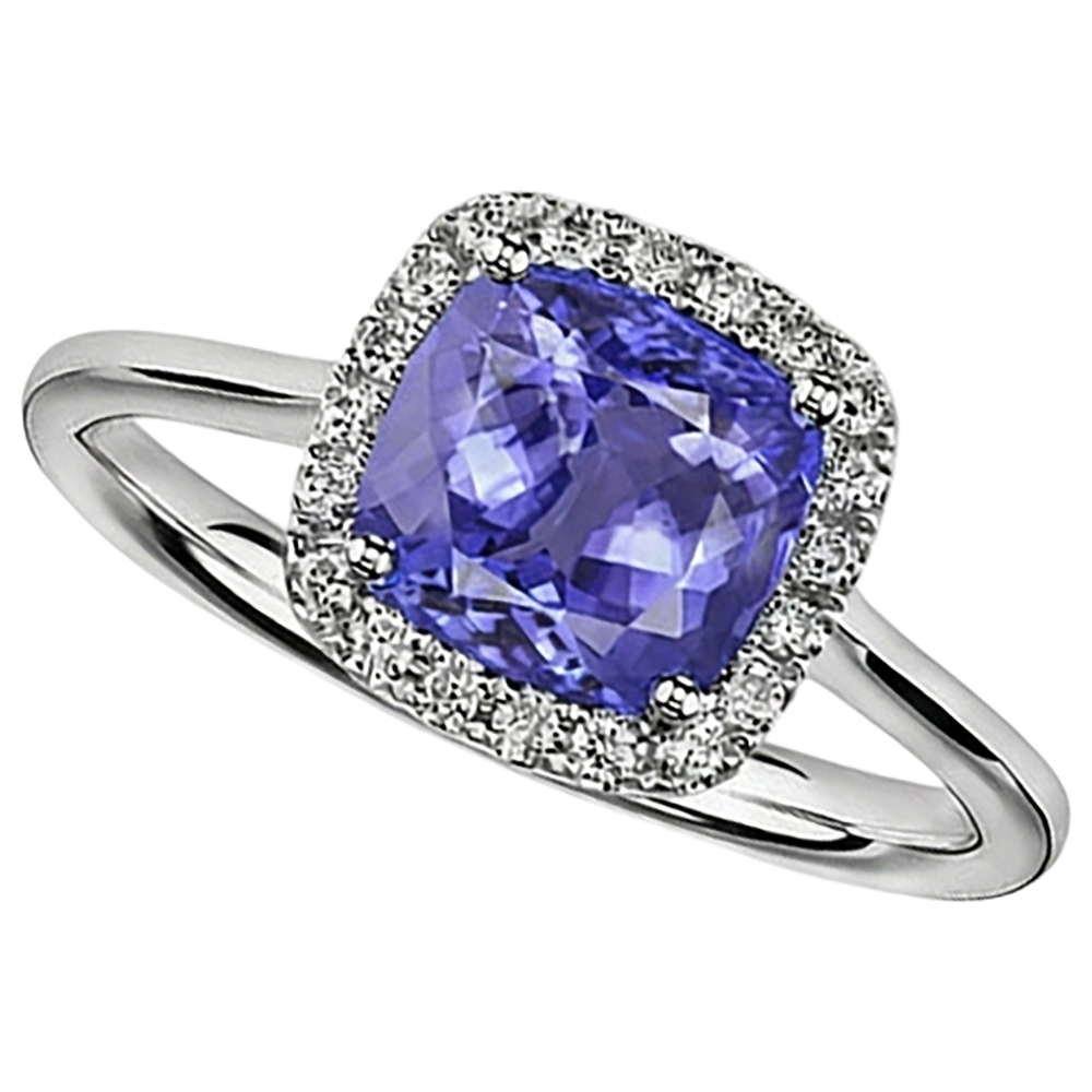 Anello in oro bianco 14K con tanzanite e diamanti 7.75 ct Novità