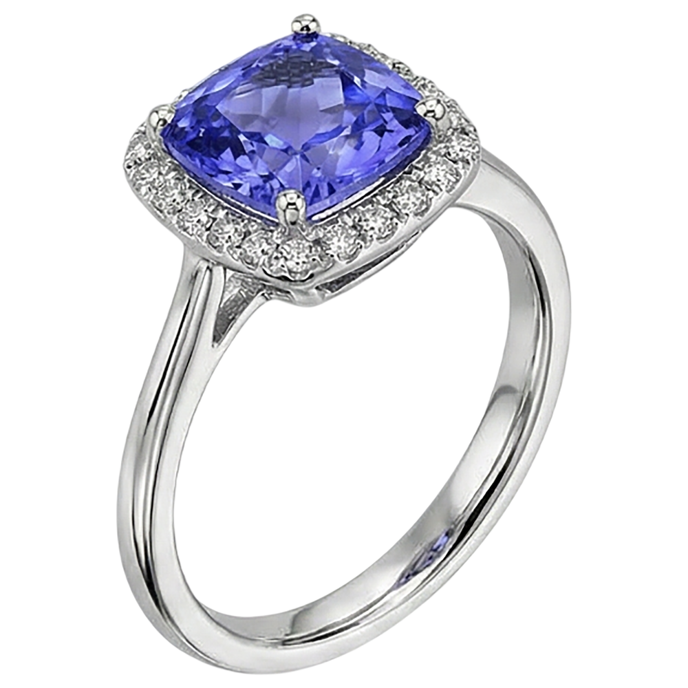 Anello in oro bianco 14K con tanzanite e diamanti 7.75 ct Novità