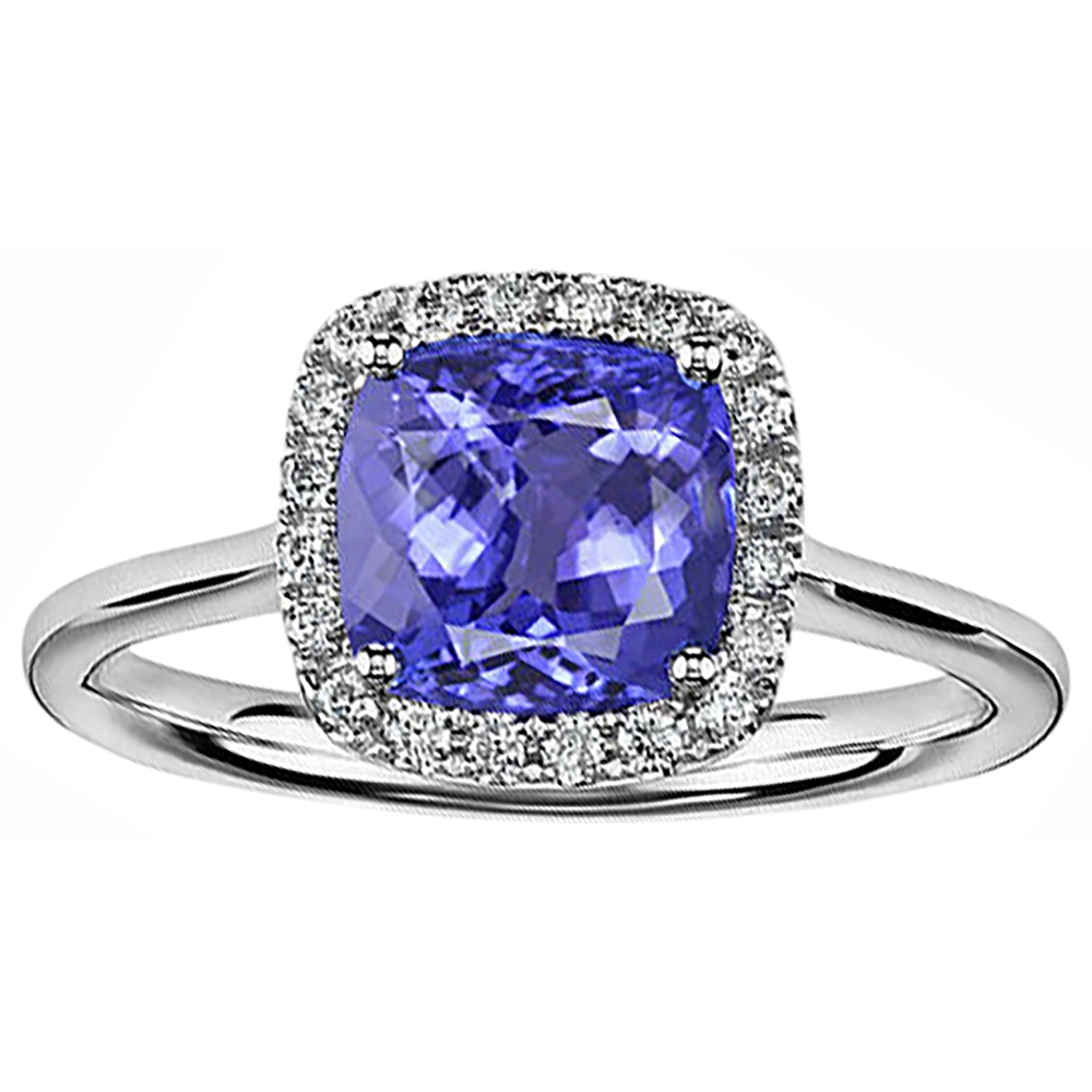Anello in oro bianco 14K con tanzanite e diamanti 7.75 ct Novità