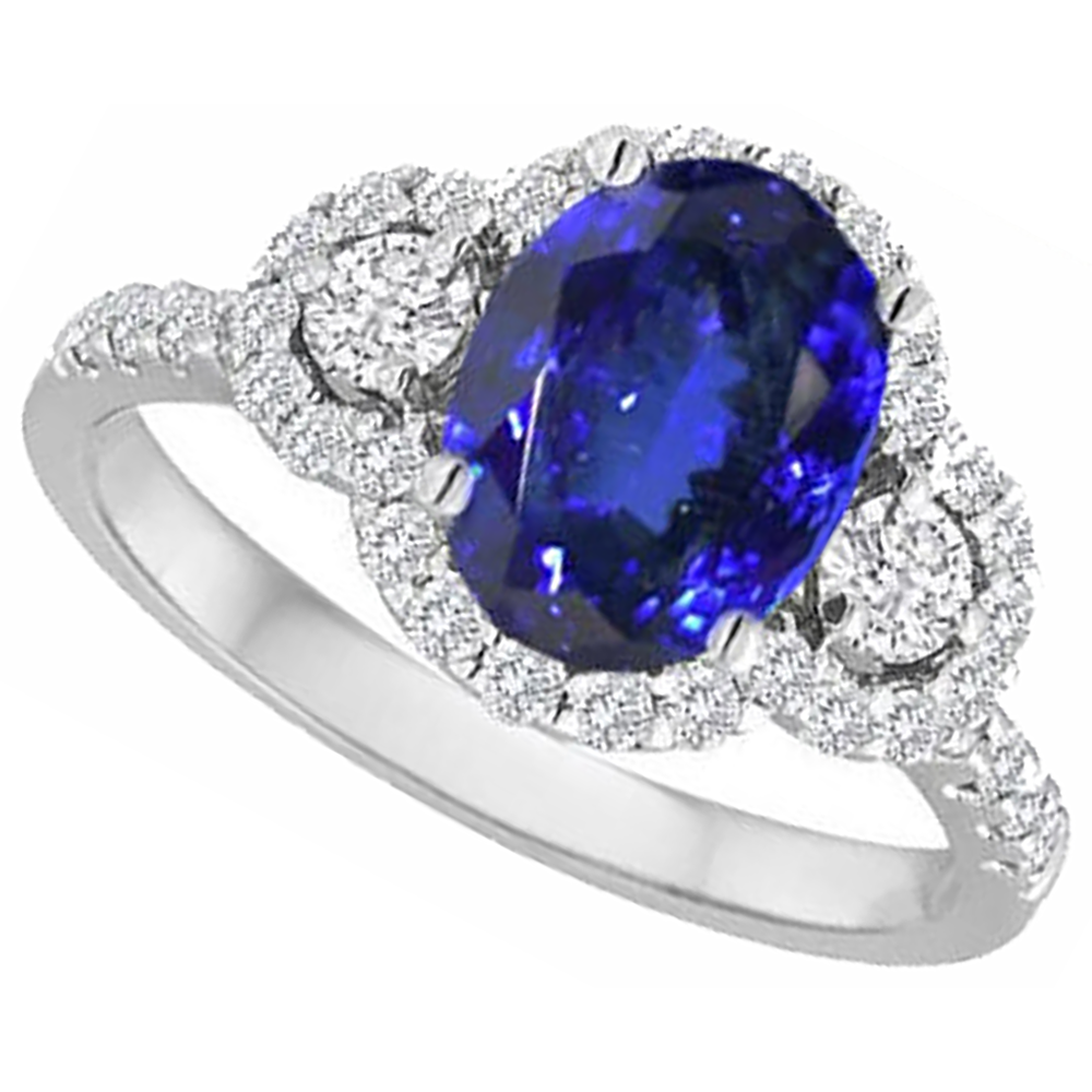 Anello in oro bianco 14K con tanzanite e diamanti da 2,10 carati Novità