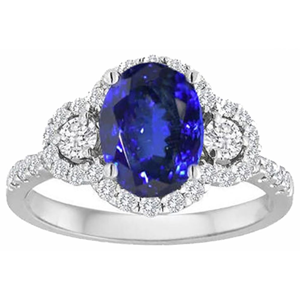 Anello in oro bianco 14K con tanzanite e diamanti da 2,10 carati Novità