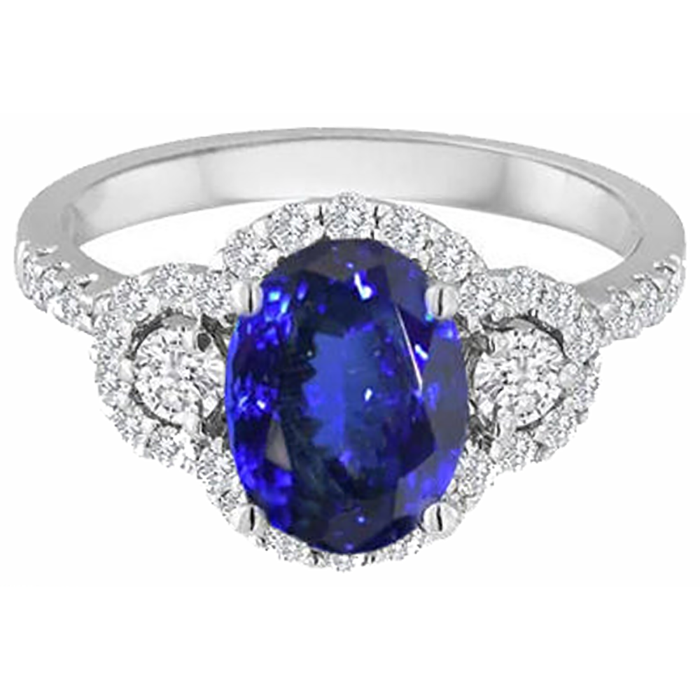 Anello in oro bianco 14K con tanzanite e diamanti da 2,10 carati Novità