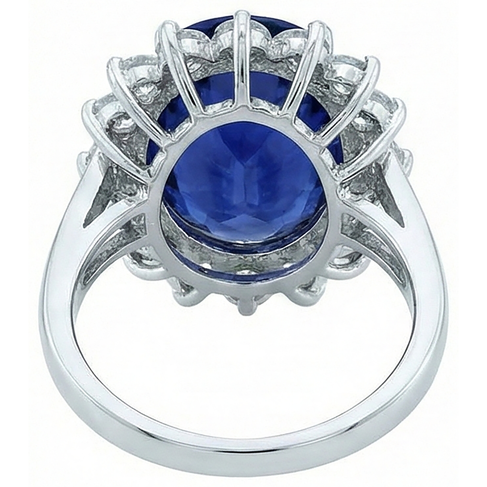Anello in oro bianco 14K . con tanzanite e diamanti rotondi da 3,26 carati