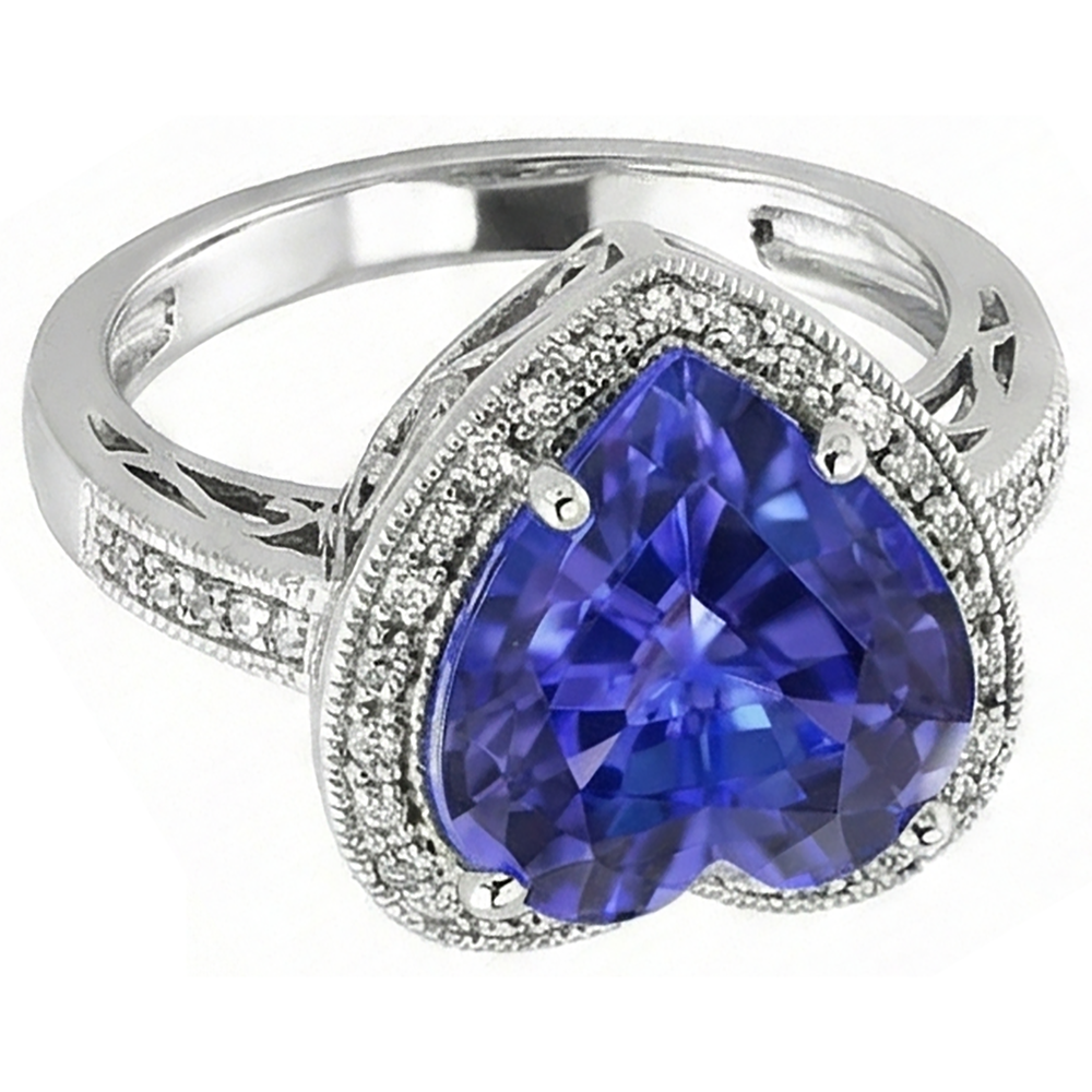 vero heart tanzanite 7.76carati anello angolo laterale