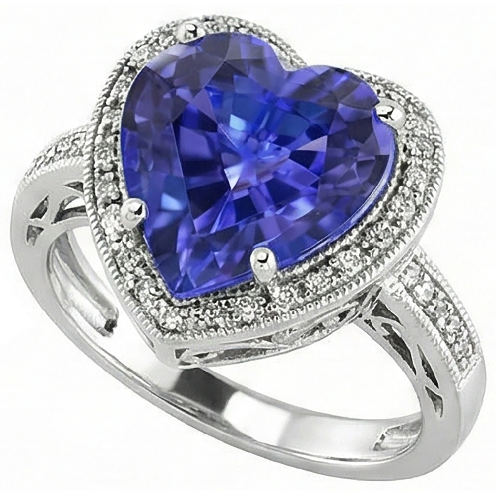 vero heart tanzanite 7.76carati anello dettaglio ravvicinato