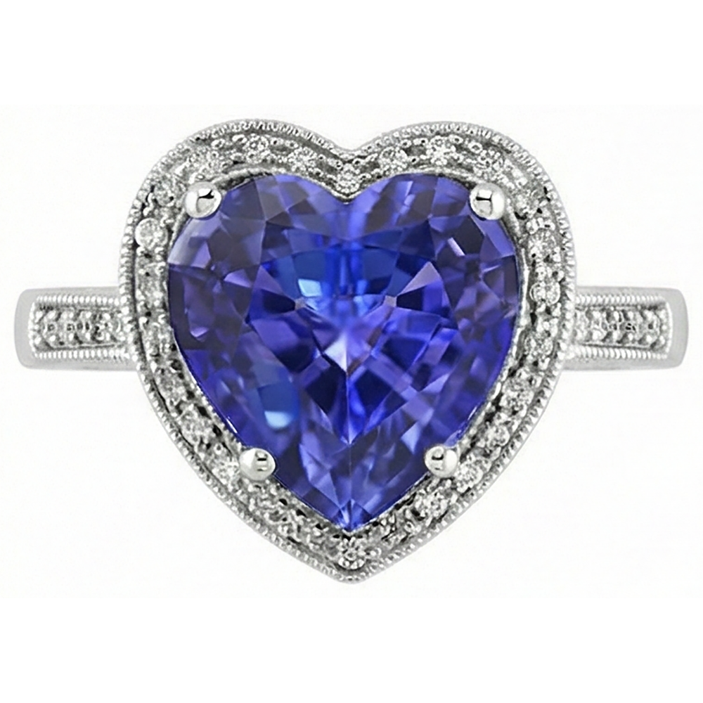 vero heart tanzanite 7.76carati anello vista dall'alto