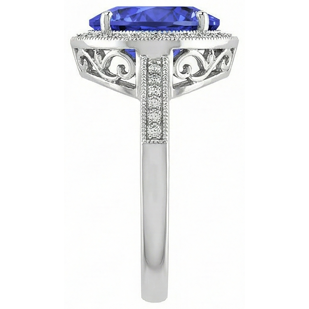 vero heart tanzanite 7.76carati anello vista di profilo