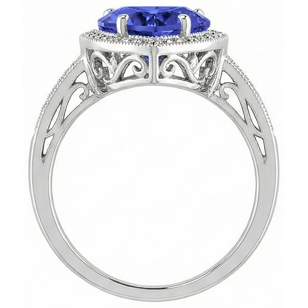 vero heart tanzanite 7.76carati anello su bianco