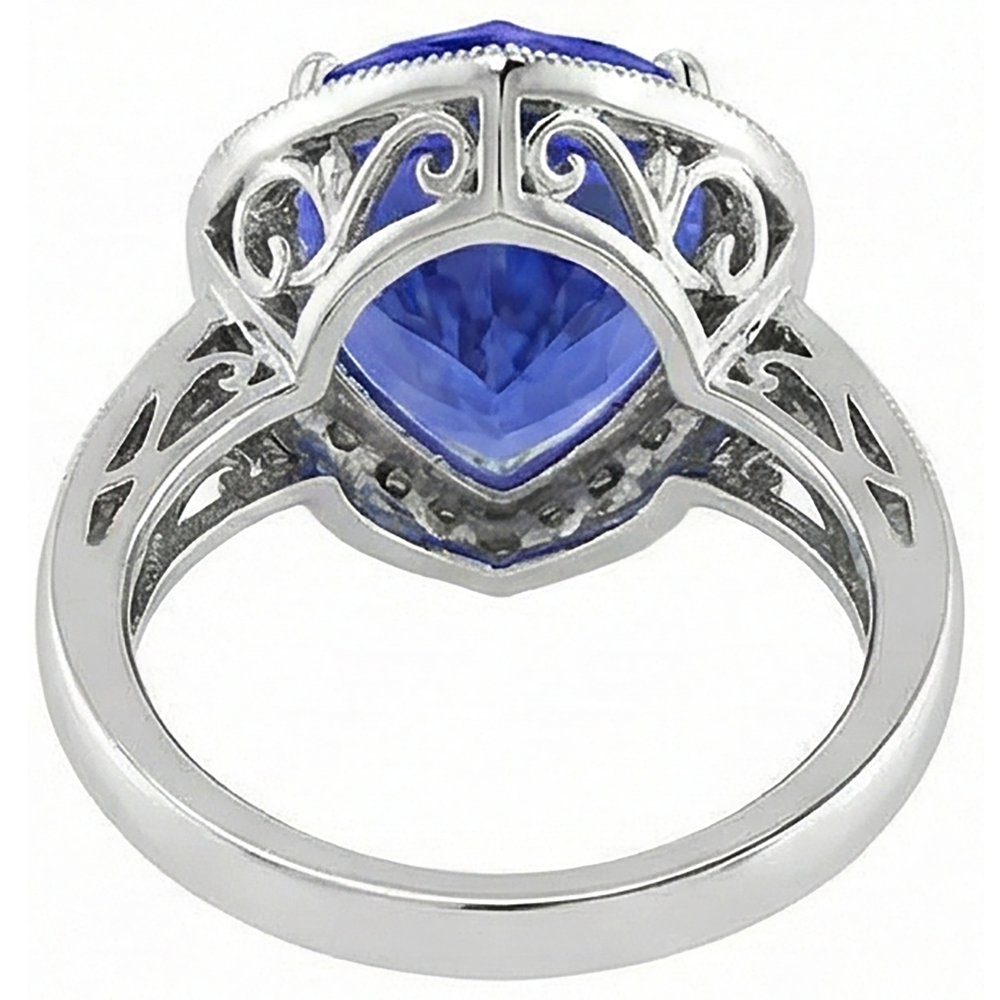 vero heart tanzanite 7.76carati anello con accenti diamanti