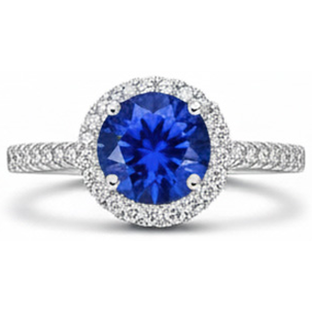 vero round diamante 2.85carati anello con accenti diamanti
