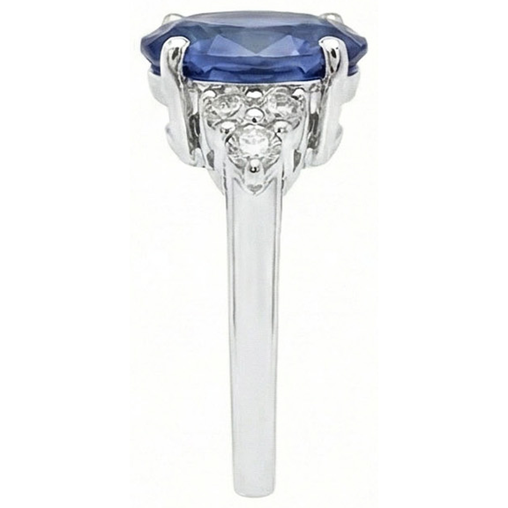 Anello in oro bianco 14K con zaffiro dello Sri Lanka ovale da 5,30 ct