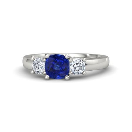 Anello in oro bianco 14 carati con zaffiro di Ceylon da 2.25 ct e diamanti - harrychadent.it