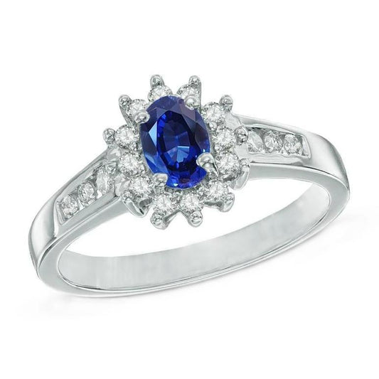 Anello in oro bianco 14 carati con zaffiro di Ceylon da 2.40 ct e diamanti - harrychadent.it