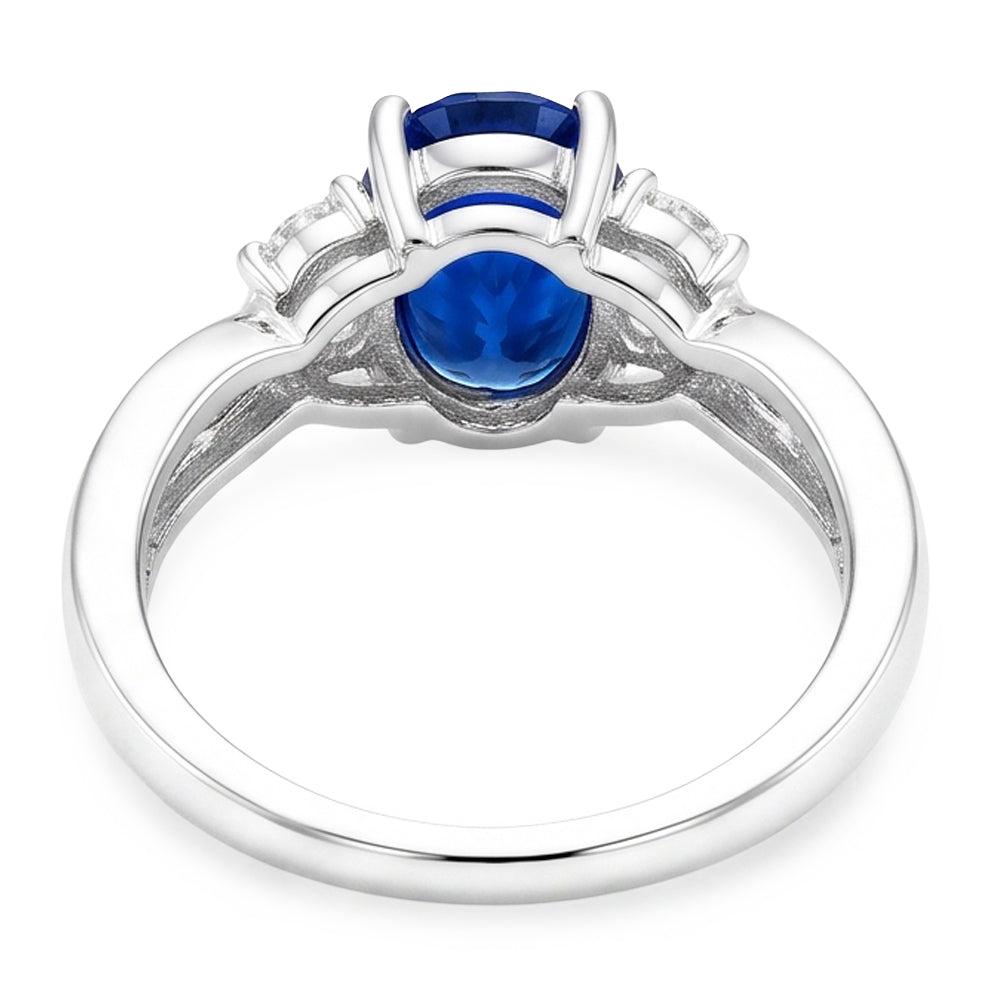 Anello in oro bianco 14K con zaffiro di Ceylon e diamante 1.25 ct