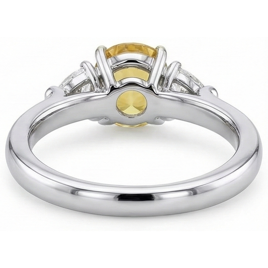 Anello in oro bianco 14K con zaffiro giallo ovale e trilioni di diamanti da 4 ct