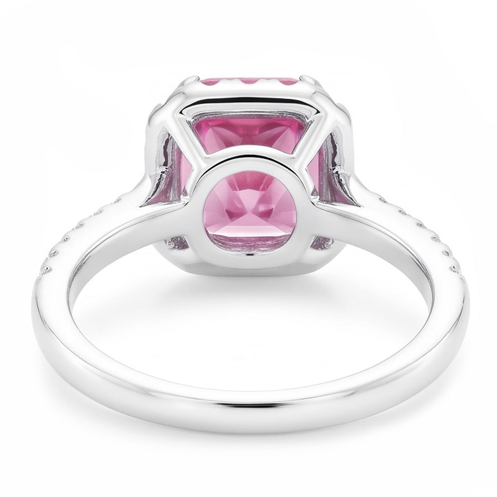 Anello in oro bianco 14K con zaffiro rosa 2 ct e diamante