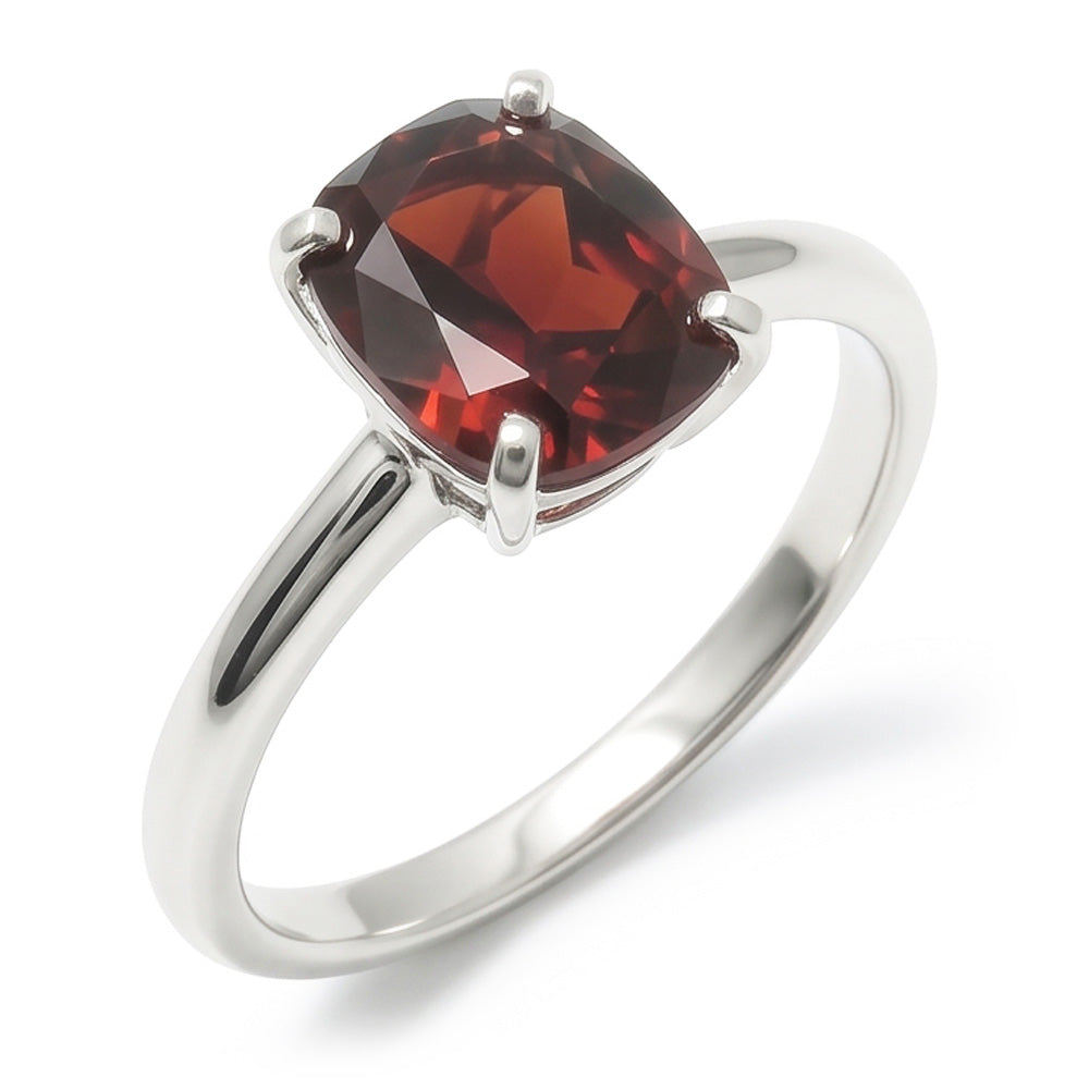 Anello in oro bianco 14K con zaffiro rosso a taglio radiante da 1,65 ct