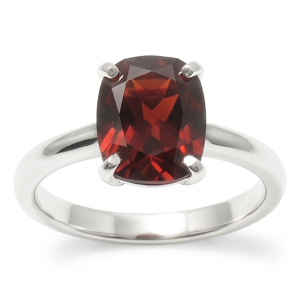 Anello in oro bianco 14K con zaffiro rosso a taglio radiante da 1,65 ct
