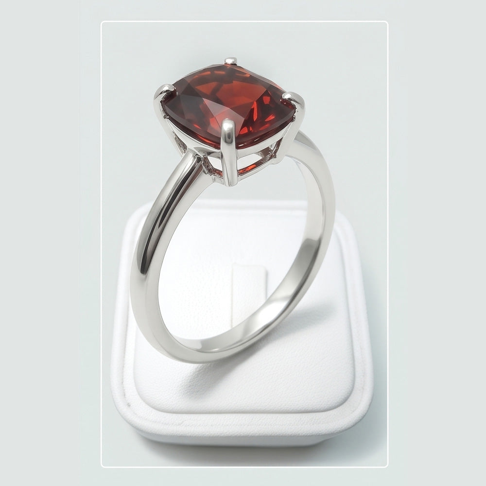 Anello in oro bianco 14K con zaffiro rosso a taglio radiante da 1,65 ct