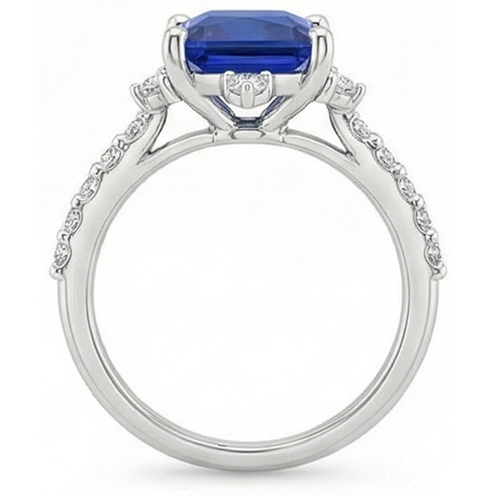 vero round diamante 6.25carati anello vista di profilo
