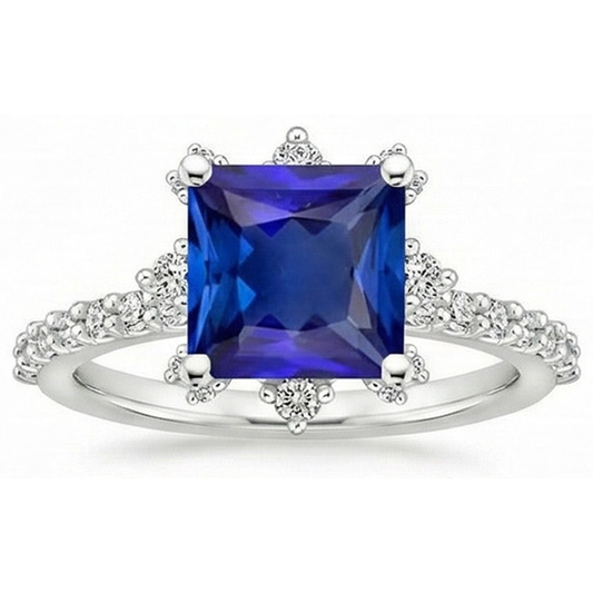 vero round diamante 6.25carati anello su bianco