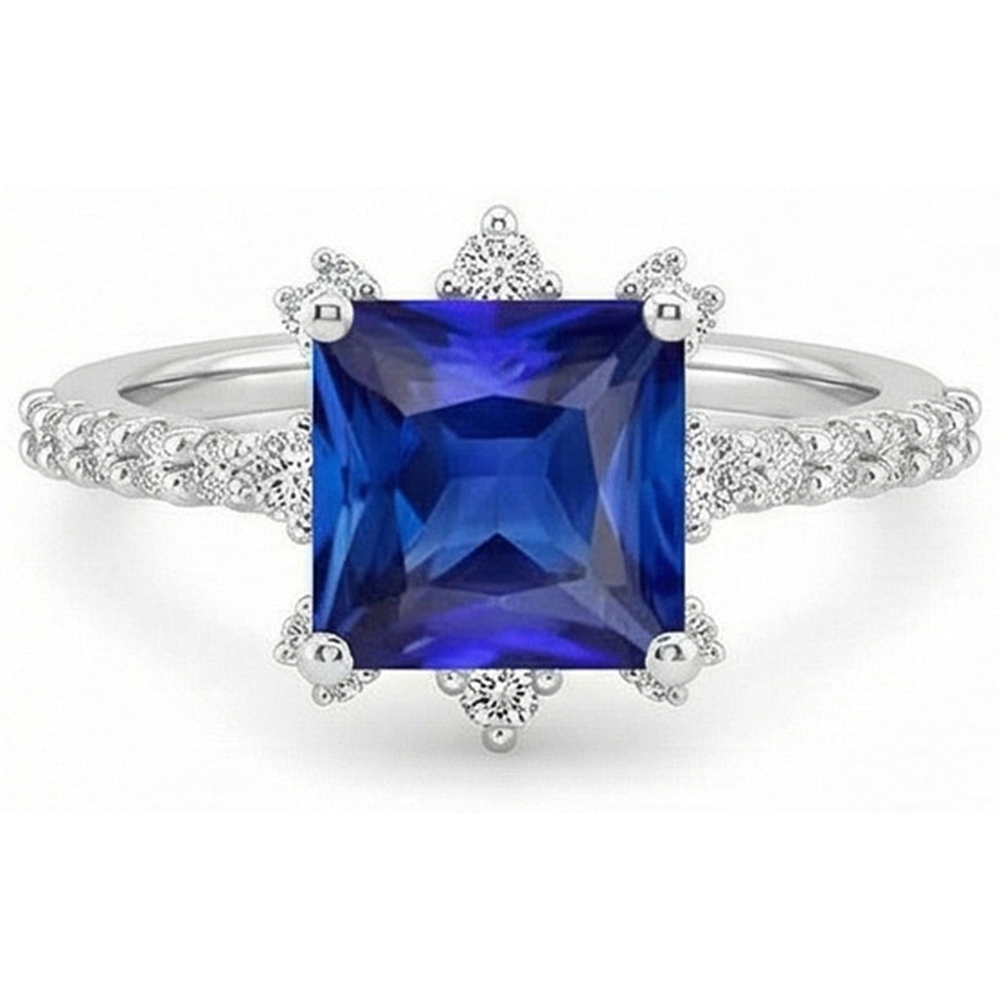 vero round diamante 6.25carati anello con accenti diamanti