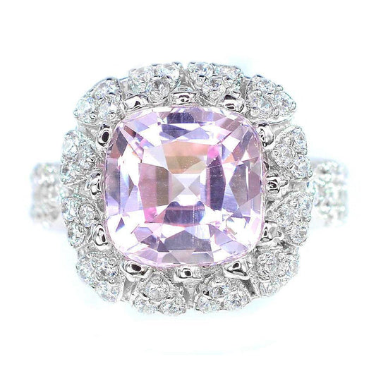 Anello in oro bianco con diamanti taglio Kunzite Asscher 14K 16.50 ct. - harrychadent.it