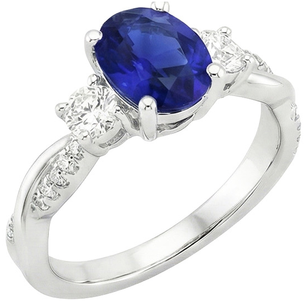 vero oval diamante 6.50carati anello angolo laterale
