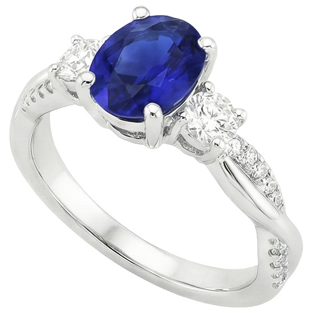 vero oval diamante 6.50carati anello vista dall'alto