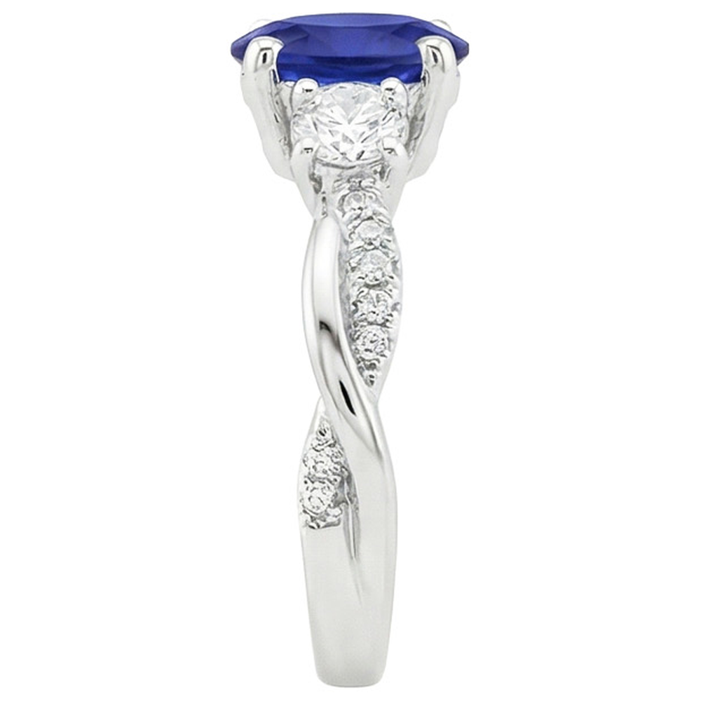 vero oval diamante 6.50carati anello vista di profilo