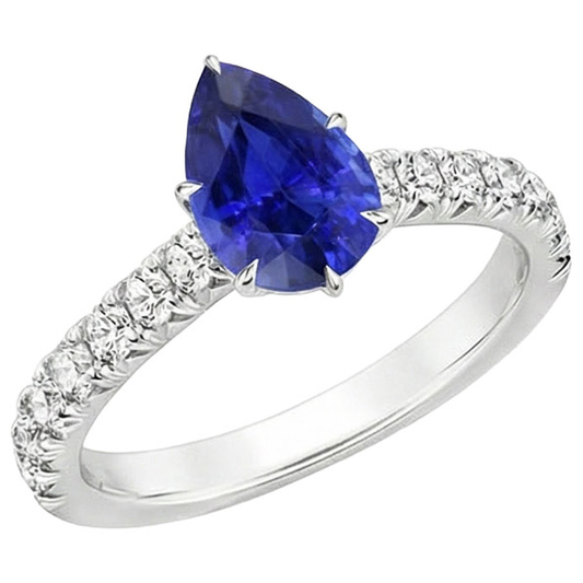 vero pear diamante 5.50carati anello dettaglio ravvicinato