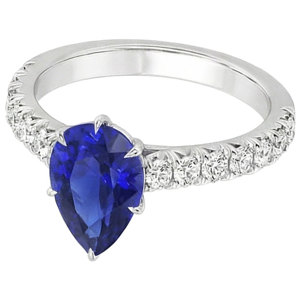 vero pear diamante 5.50carati anello vista dall'alto