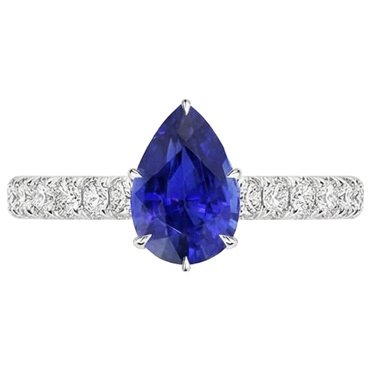 vero pear diamante 5.50carati anello vista di profilo