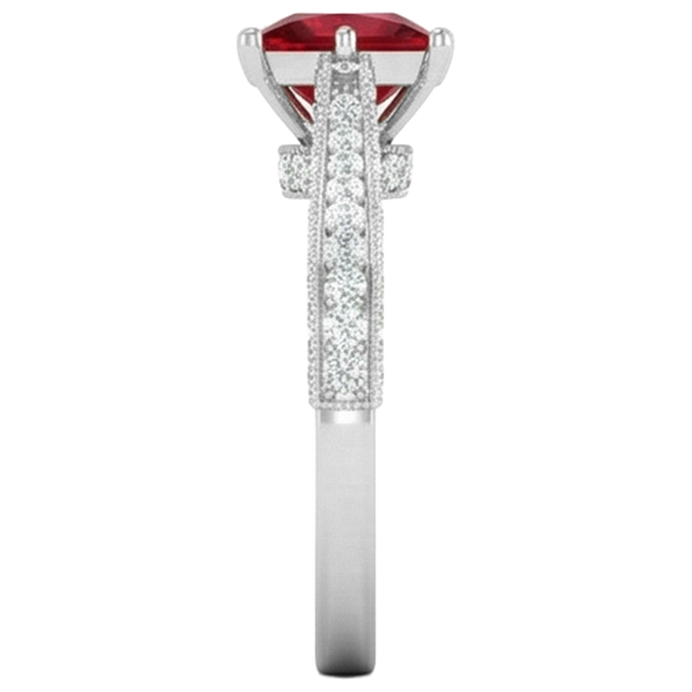 vero round rubino 4.35carati anello su bianco