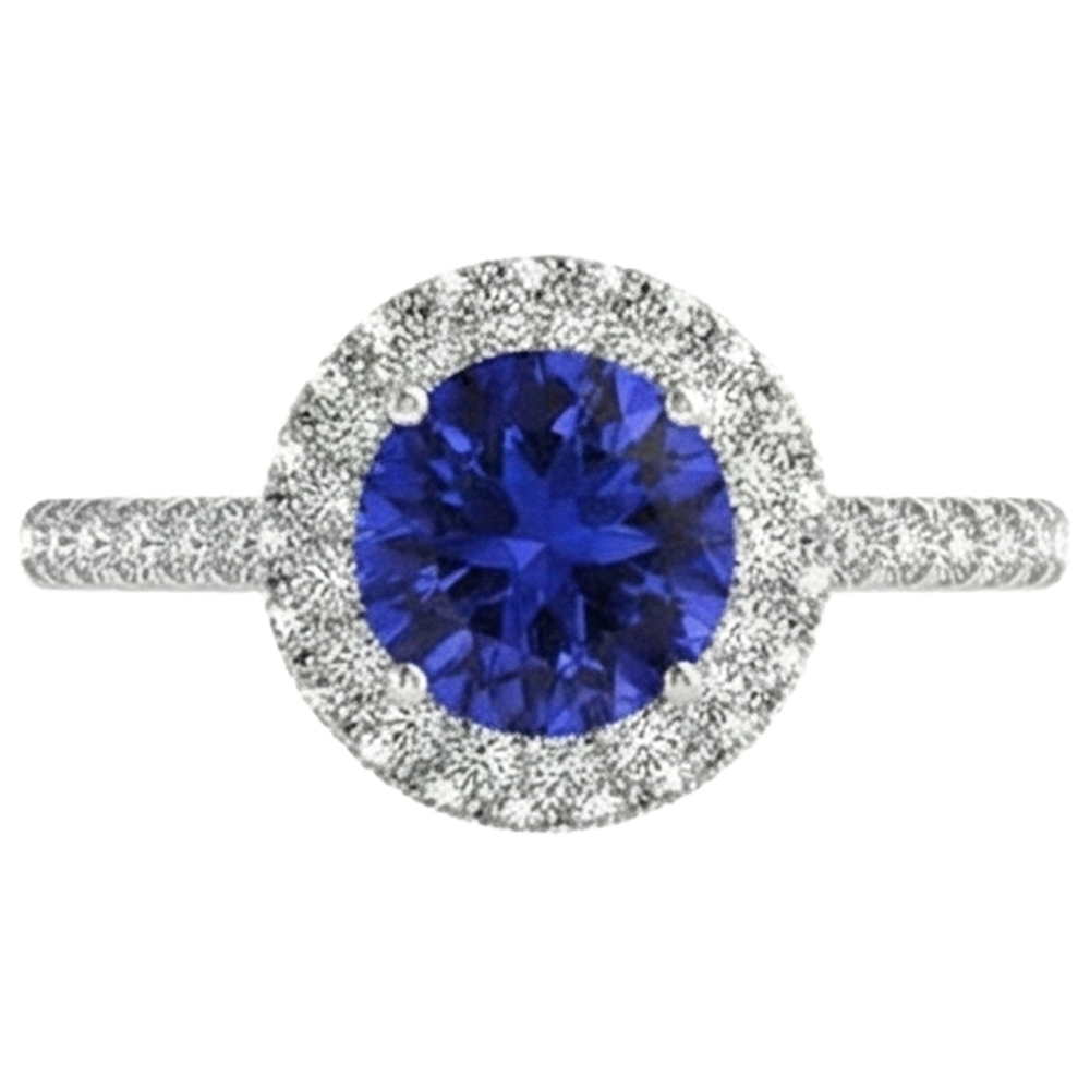 vero round tanzanite 6.75carati anello angolo laterale