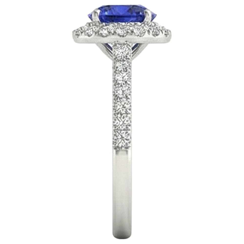 vero round tanzanite 6.75carati anello su bianco