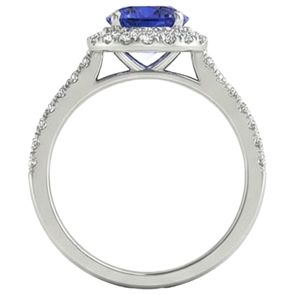 vero round tanzanite 6.75carati anello con accenti diamanti