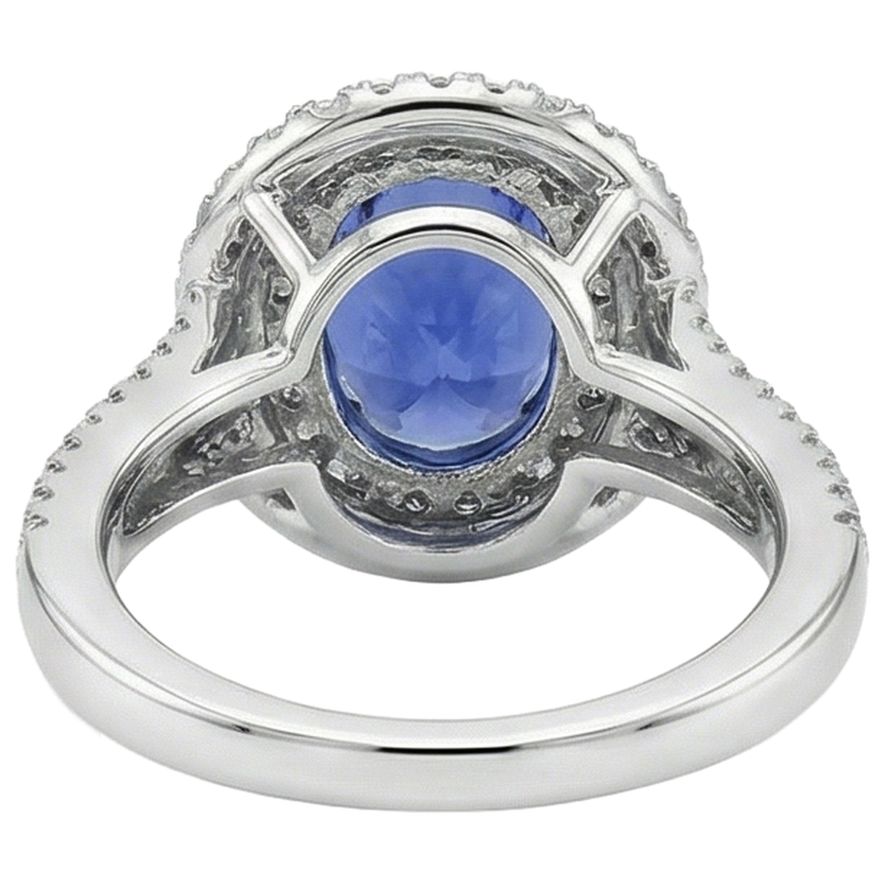 Anello in oro bianco con tanzanite naturale e diamanti incastonati da 5.90 ct