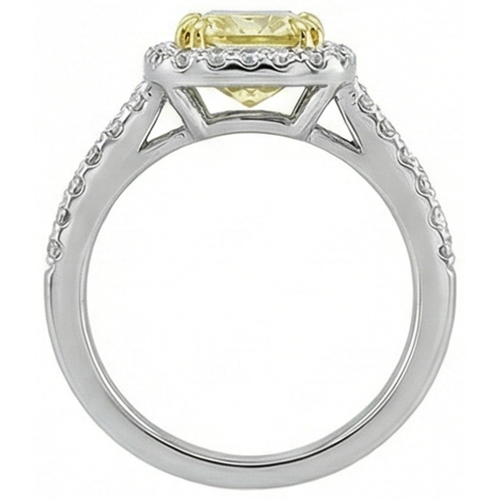 Anello in oro bianco con zaffiri gialli a taglio radiante e diamanti da 2.5 ct.