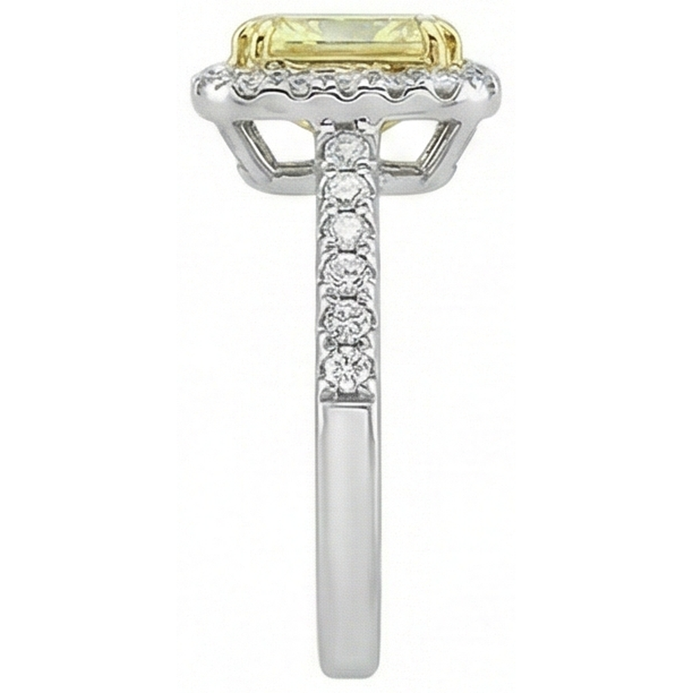 Anello in oro bianco con zaffiri gialli a taglio radiante e diamanti da 2.5 ct.