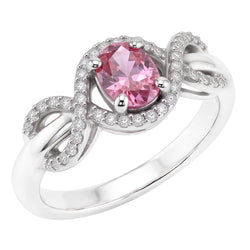 Anello in oro bianco con zaffiro a taglio ovale rosa. oro bianco 14K. 2 ct.