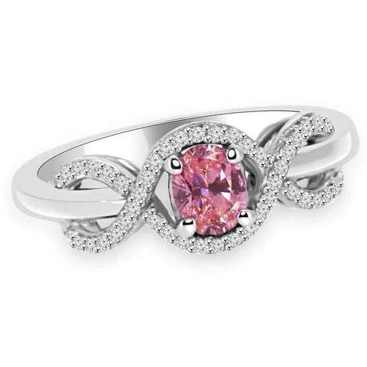 Anello in oro bianco con zaffiro a taglio ovale rosa. oro bianco 14 carati. 2 ct. - harrychadent.it